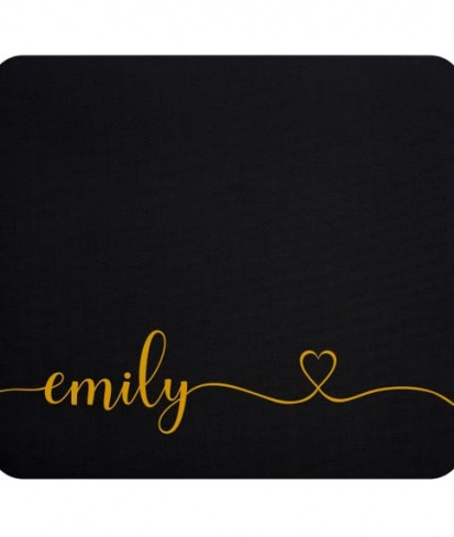 Custom Mouse Pad with Name & Heart - Black